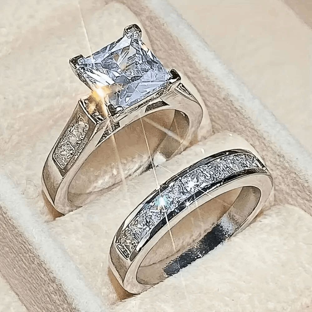 Diamond Engagement Wedding Ring Set